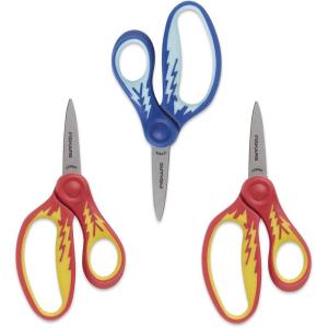 imageFiskars 5quot PointedTip Scissors for Kids 47 3Pack  Scissors for School or Crafting  Back to School Supplies  Red Blue TurquoiseRed Lightning  Blue Lightning
