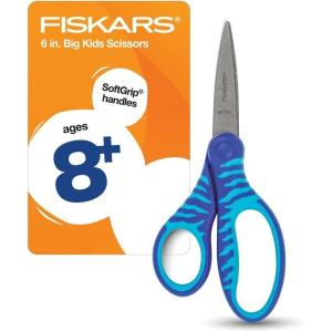 imageFiskars 6quot LeftHanded Big Kids Scissors for Ages 811 Scissors for School or Crafting Back to School Supplies Ombre BlueTurquoiseTribal Blue