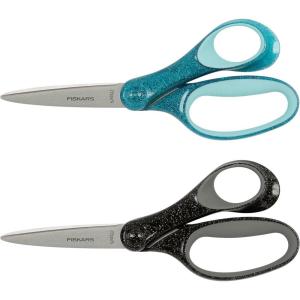 imageFiskars 7quot SoftGrip Student Glitter Scissors for Kids 12  Scissors for School or Crafting  Back to School Supplies  Black Glitter Pack of 1Black and Turquoise Glitter