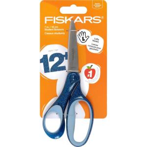 imageFiskars 7quot SoftGrip Student Glitter Scissors for Kids 12  Scissors for School or Crafting  Back to School Supplies  Black Glitter Pack of 1Blue Glitter