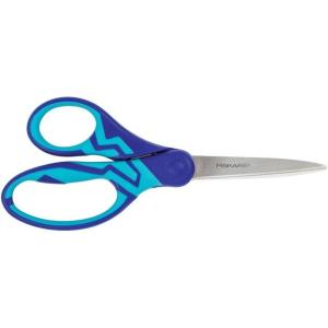 imageFiskars 7quot SoftGrip Student Glitter Scissors for Kids 12  Scissors for School or Crafting  Back to School Supplies  Black Glitter Pack of 1Blue Lightning