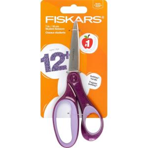imageFiskars 7quot SoftGrip Student Glitter Scissors for Kids 12  Scissors for School or Crafting  Back to School Supplies  Black Glitter Pack of 1Purple Glitter