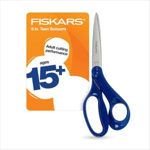 imageFiskars 8quot LeftHanded Softgrip Teen Scissors for Ages 15  Scissors for School or Crafting Back to School Supplies Blue SpeckledBlue