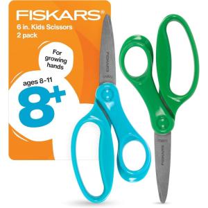imageFiskars Big Kids Scissors Stainless Steel Blades 2Pack School Scissors BlueGreen