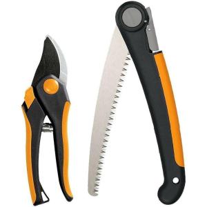 imageFiskars Bypass Pruning Shears 58Inch Cut Capacity Garden Clippers Gardening Scissors with Sharp Rust Resistant Steel BladeFolding Saw  Pruner Set