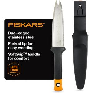 imageFiskars Hori Hori Garden Knife with Sheath MultiPurpose Heavy Duty Gardening Hand Tool for Weeding Planting Digging with Hanging Hole