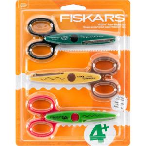 imageFiskars Kidzors Paper Edgers Scissors  Decorative Scissors for Paper Cardstock ampamp Crafts For Crafting and School Supplies 5 inches 3 PackSwamp Anima