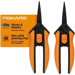 imageFiskars MicroTip Rose Pruning Shears 6quot Garden Shears NonStick Coated Stainless Steel Blade Gardening Scissors with SoftGrip HandlePruning Snips Non Stick 2 Pack