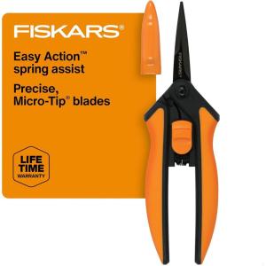 imageFiskars MicroTip Rose Pruning Shears 6quot Garden Shears NonStick Coated Stainless Steel Blade Gardening Scissors with SoftGrip HandlePruning Snips NonStick