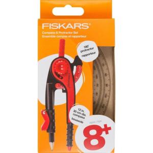 imageFiskars Plastic Compass and Protractor Set  Math Geometry Set for Kids 8  Back to School Supplies  Includes Pencil  Color May Vary