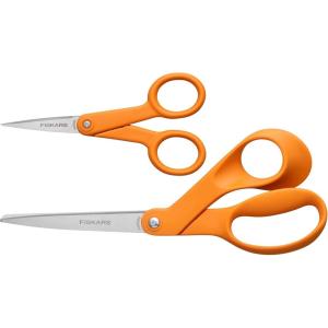 imageFiskars Premier No 5 MicroTip OrangeHandled Fabric Scissors  Double Loop Handle  Sewing and Craft Scissors  Orange8 inches  5 inches 2 Piece Set