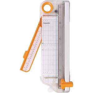 imageFiskars ProCision Rotary Bypass Paper Trimmer  12quot Cut Length  Craft Paper and Mixed Media Cutter with Grid Lines  OrangeCompact Rotary Bypass Trimmer  12
