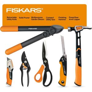 imageFiskars Ratchet Drive Anvil Lopper 32 Inch Heavy Duty Tree Trimmer 2 inch Cut Capacity Riveted Handles for Easy Squeeze Cutting PowerHome Tool Gift Set