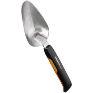imageFiskars Xact Hand Rake Heavy Duty Gardening Hand Tool with Ergonomic Handle and Hanging Hole for Storage Stainless Steel Head and Tines Perfect for Maintaining a Raised Garden BedTrowel