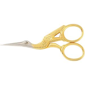 imageGingher Stork Embroidery Scissors and Leather Sheath  35quot Craft Scissors for Fabric Thread and Needlework Yarn Cutting  Gold35 Embroidery  Stork