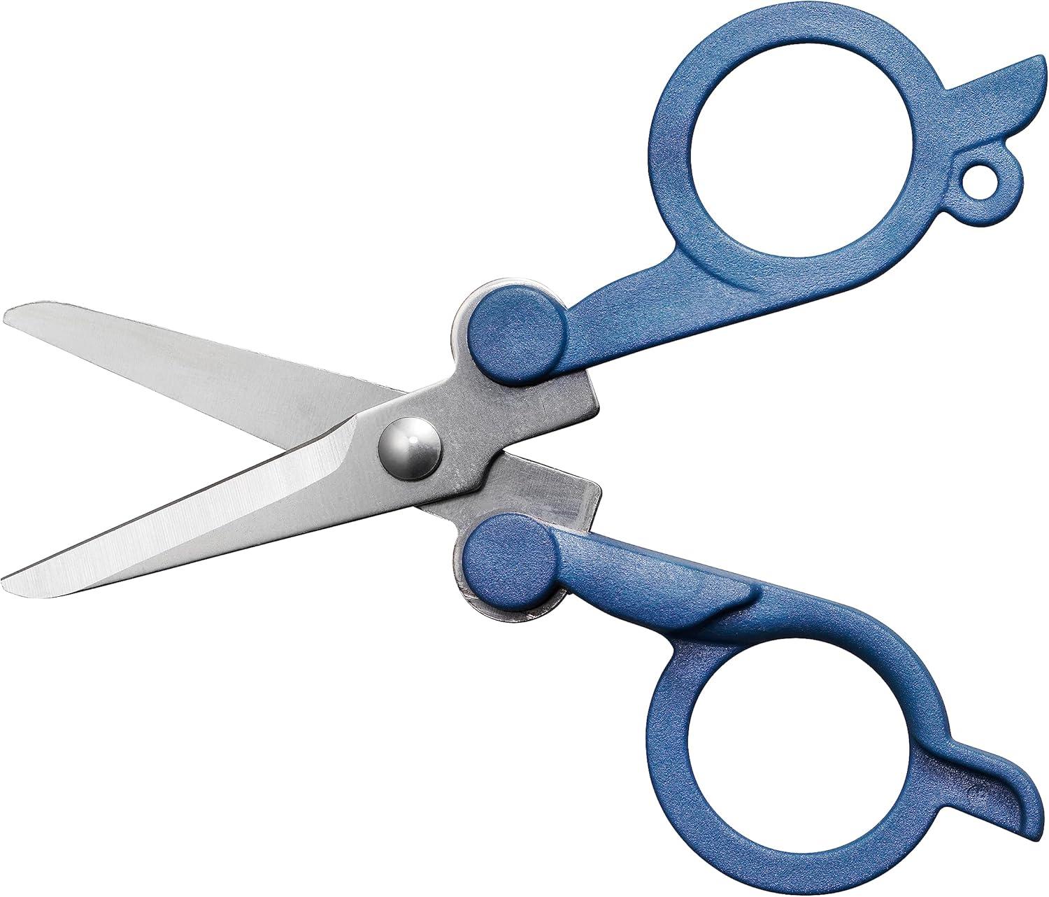 imageFISKARS Folding Travel Scissors  TSACompliant and Portable  Stainless Steel Blades and Blue HandlesMountain Haze