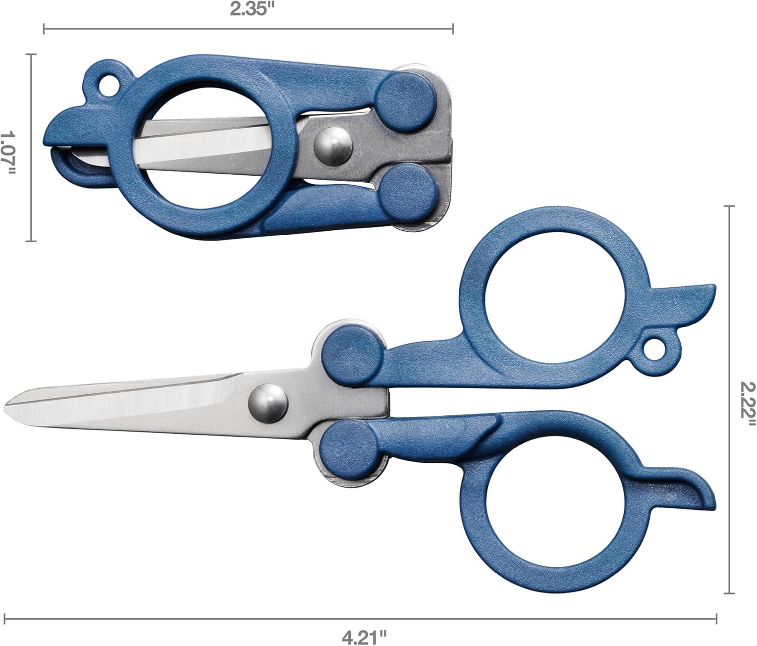 imageFISKARS Folding Travel Scissors  TSACompliant and Portable  Stainless Steel Blades and Blue HandlesMountain Haze
