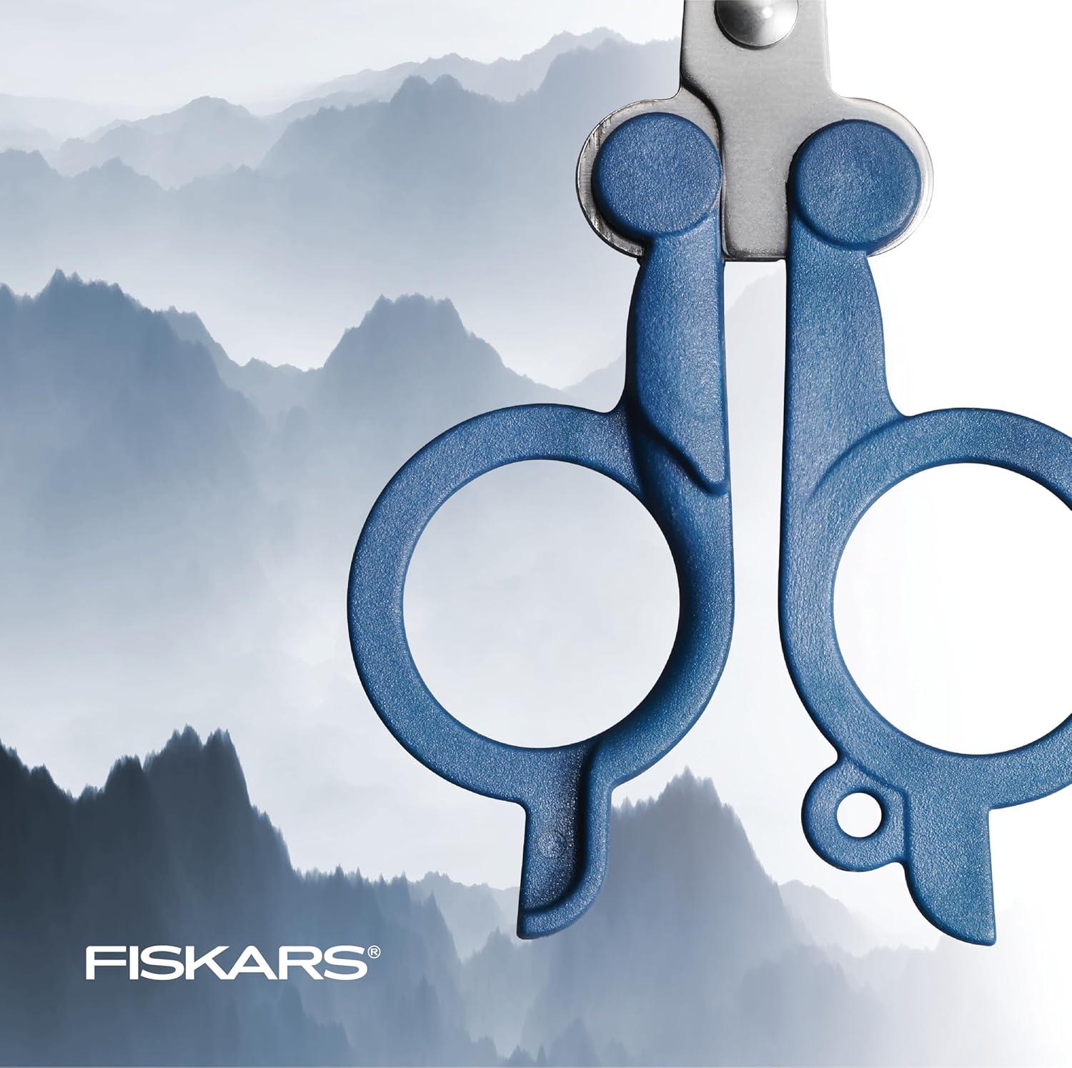imageFISKARS Folding Travel Scissors  TSACompliant and Portable  Stainless Steel Blades and Blue HandlesMountain Haze