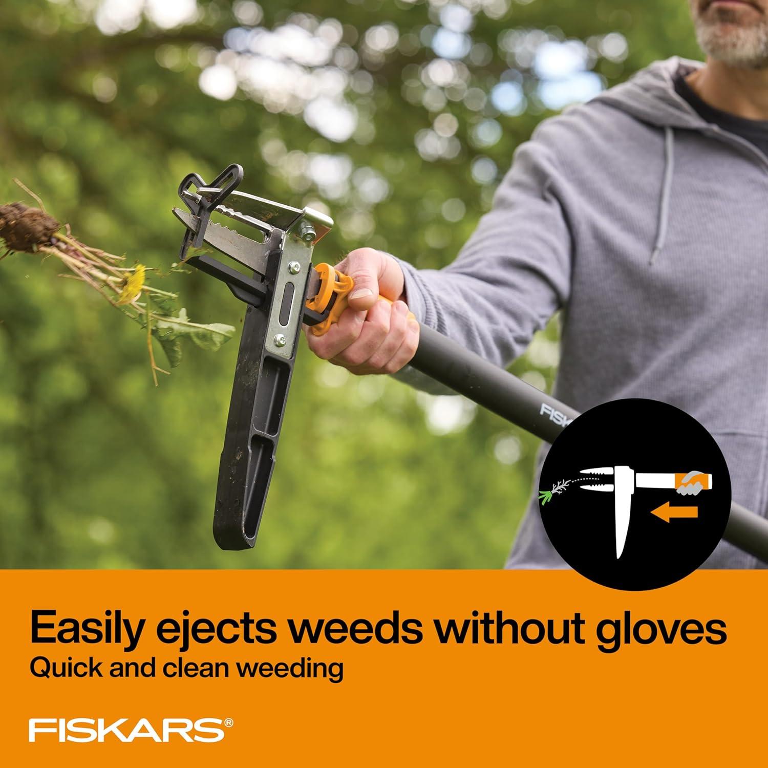 imageFiskars 3Claw Stand Up Weed Puller Tool Gardening Weeder Hand Weeding Tool with 39quot Long Ergonomic Handle with EasyEject Mechanism3claw