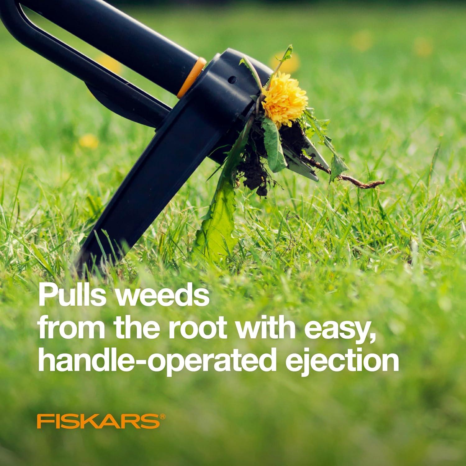 imageFiskars 3Claw Stand Up Weed Puller Tool Gardening Weeder Hand Weeding Tool with 39quot Long Ergonomic Handle with EasyEject Mechanism4claw