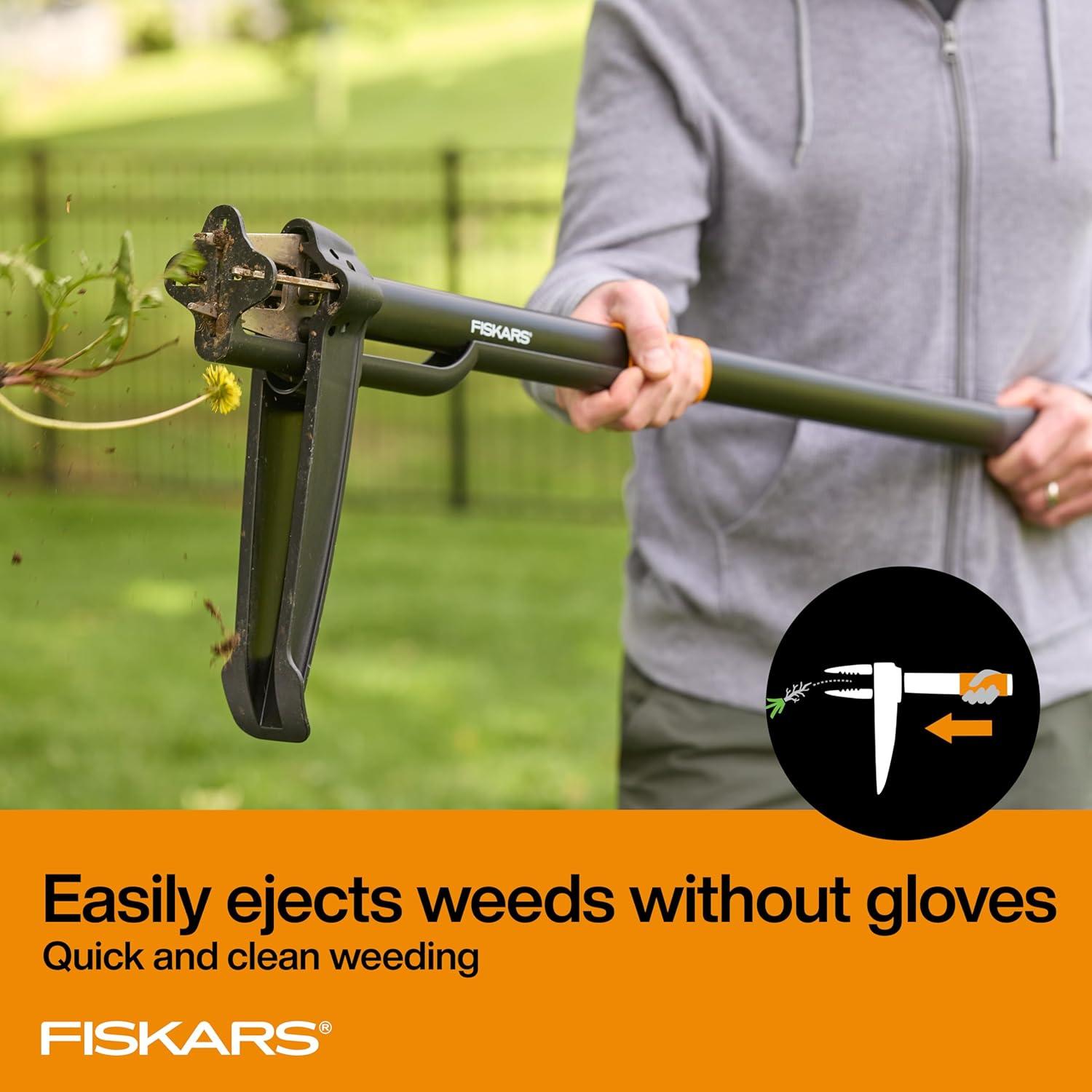 imageFiskars 3Claw Stand Up Weed Puller Tool Gardening Weeder Hand Weeding Tool with 39quot Long Ergonomic Handle with EasyEject Mechanism4claw