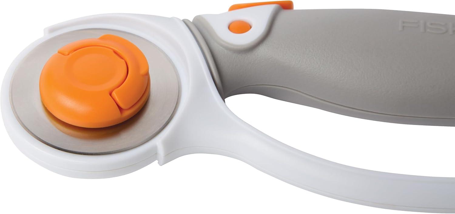 imageFiskars 45mm Rotary Cutter for Fabric Premium Steel Stick Fabric Cutter Cuts Through Multiple Layers Right and Left Handed Easy and Safe Blade Change Arts and Crafts Sewing and Quilting ToolsTitanium