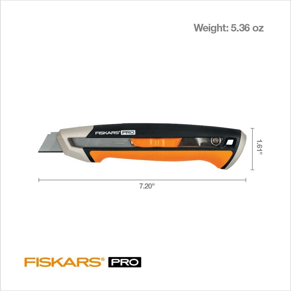 imageFiskars 7702201001 Pro Utility Knife Snap 25 mm OrangeBlack18 mm