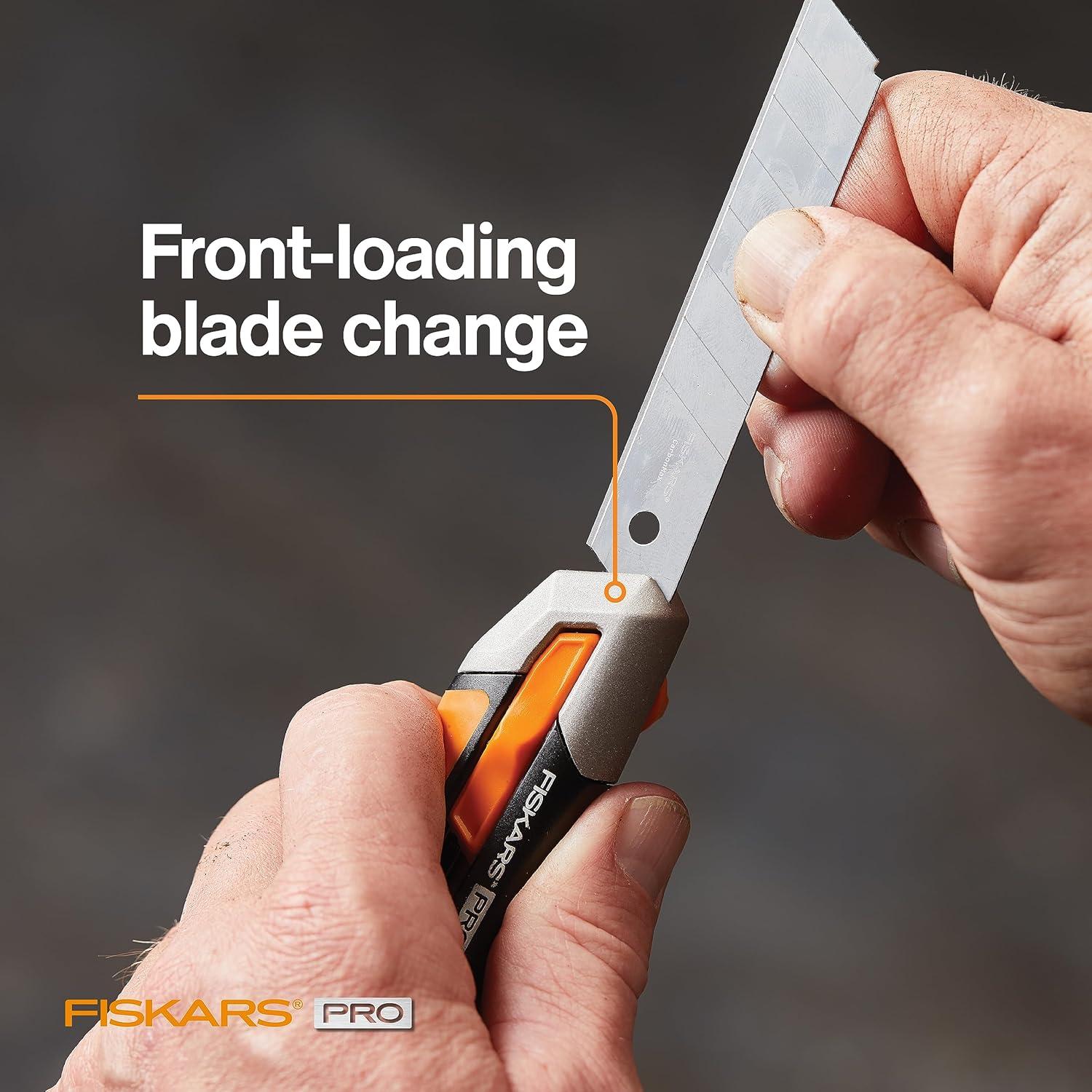 imageFiskars 7702201001 Pro Utility Knife Snap 25 mm OrangeBlack18 mm