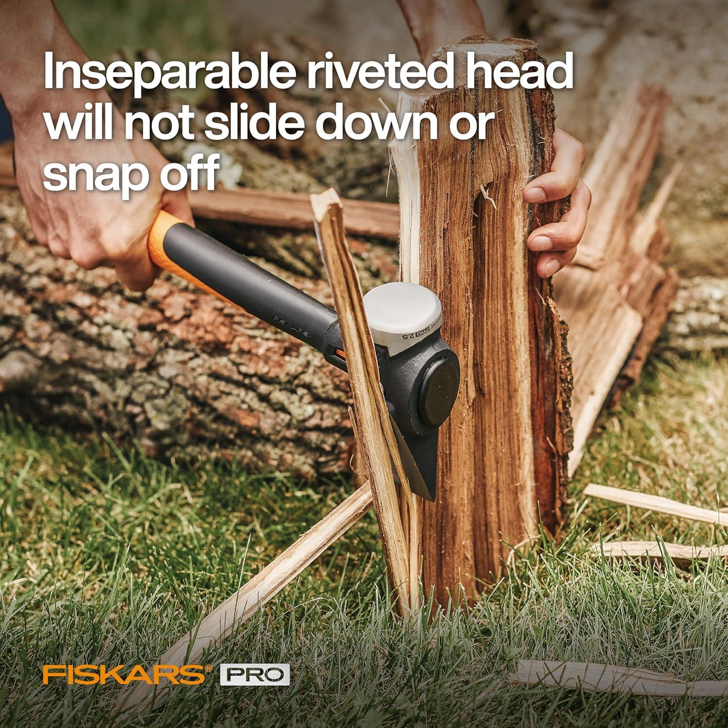 imageFiskars 8 lb Splitting Maul  36quot ShockAbsorbing Comfort Grip Handle  Rust Resistant Forged Steel Blade  Wood Splitter Maul for Hardwood  Split Wood for Campfires  Bushcraft GearPro IsoCore 25 lb Maul