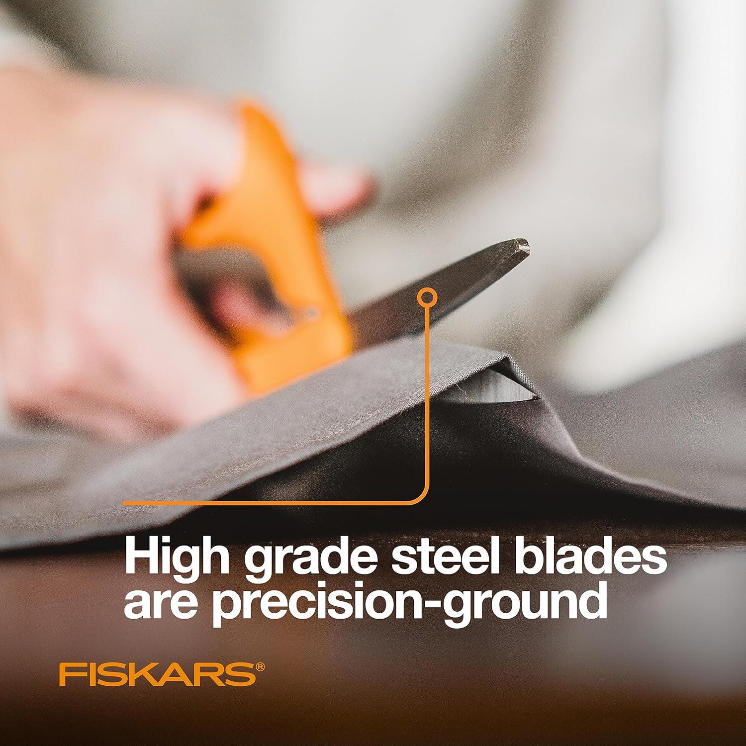 imageFiskars 8quot Original OrangeHandled Stainless Steel Scissors Ergonomic and Keeps Material Flat Sharp AllPurpose Paper and Fabric Scissors for Office Arts and CraftsOrangeHandled 8