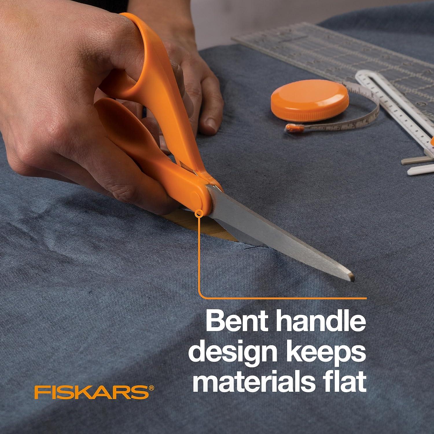 imageFiskars 8quot Original OrangeHandled Stainless Steel Scissors Ergonomic and Keeps Material Flat Sharp AllPurpose Paper and Fabric Scissors for Office Arts and CraftsOrangeHandled 8