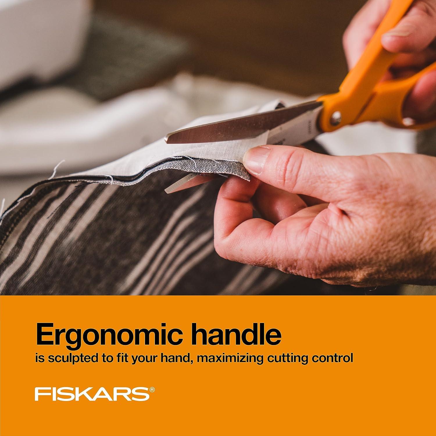 imageFiskars 8quot Original OrangeHandled Stainless Steel Scissors Ergonomic and Keeps Material Flat Sharp AllPurpose Paper and Fabric Scissors for Office Arts and CraftsOrangeHandled 8