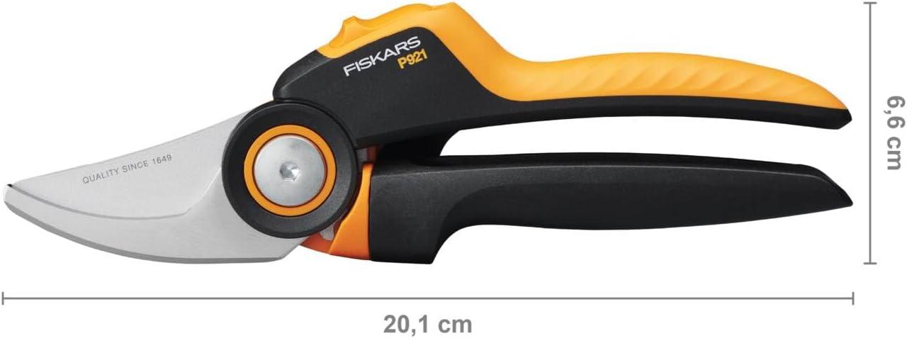 imageFiskars Bypass Garden Pruners L XSeries PowerGear P961 with Rolling Handle for Fresh Branches and Twigs NonStick Coated Stainless Steel Blades Length 222 cm BlackOrange 1057175Xseries P921