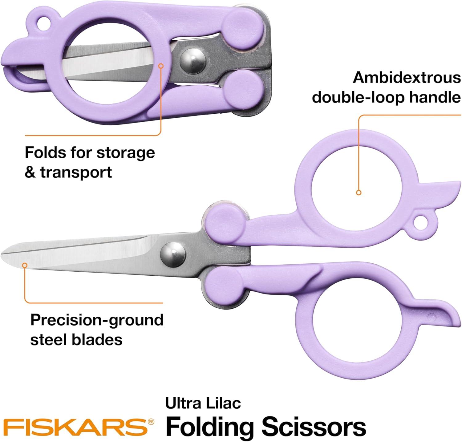 imageFiskars Explore Folding Scissor Designer Collection Ultra Lilac Travel Friendly