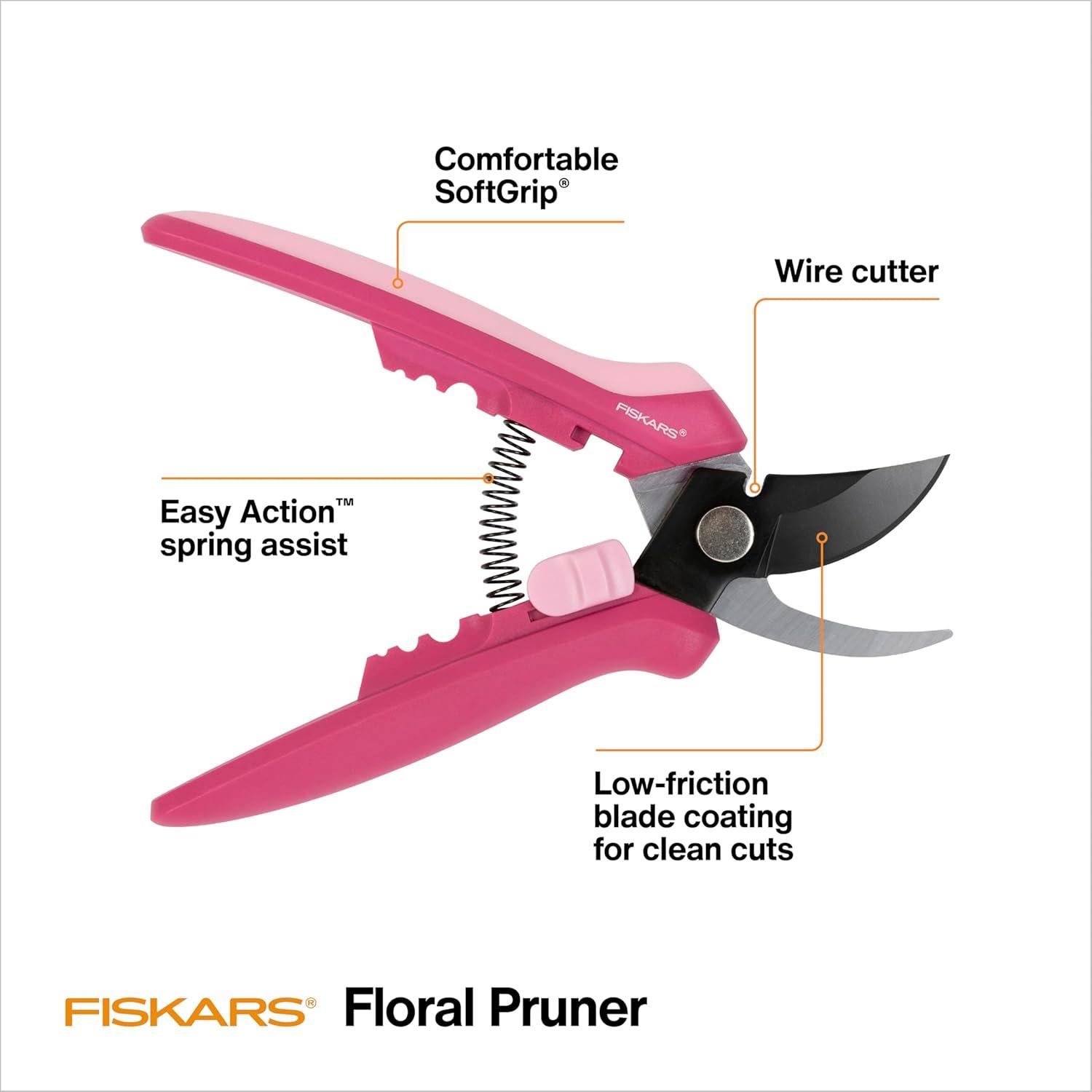 imageFiskars Floral Pruning Shears  Plant Cutting ScissorsGarden Clippers For Deadheading and Working with Flowers  Rose Petal PinkRose Petal Pink