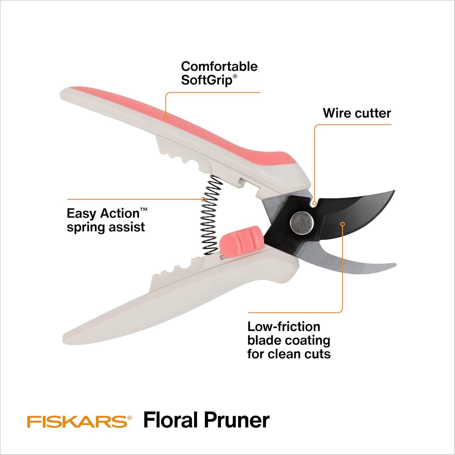 imageFiskars Floral Pruning Shears  Plant Cutting ScissorsGarden Clippers For Deadheading and Working with Flowers  Rose Petal PinkSpring Bloom Light Pink