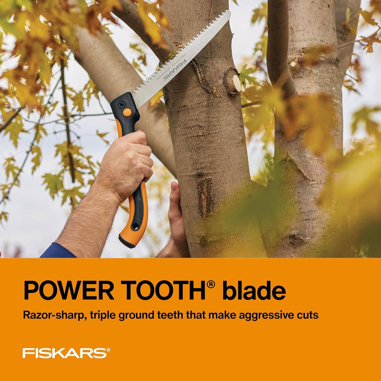 imageFiskars Hand Saw Folding Saw with Dual Position Locking Saw Blade for Overhand Cuts and Under Cuts and Power Tooth Blade with Triple Ground Teeth Soft Grip 10Inch Pruning SawClassic