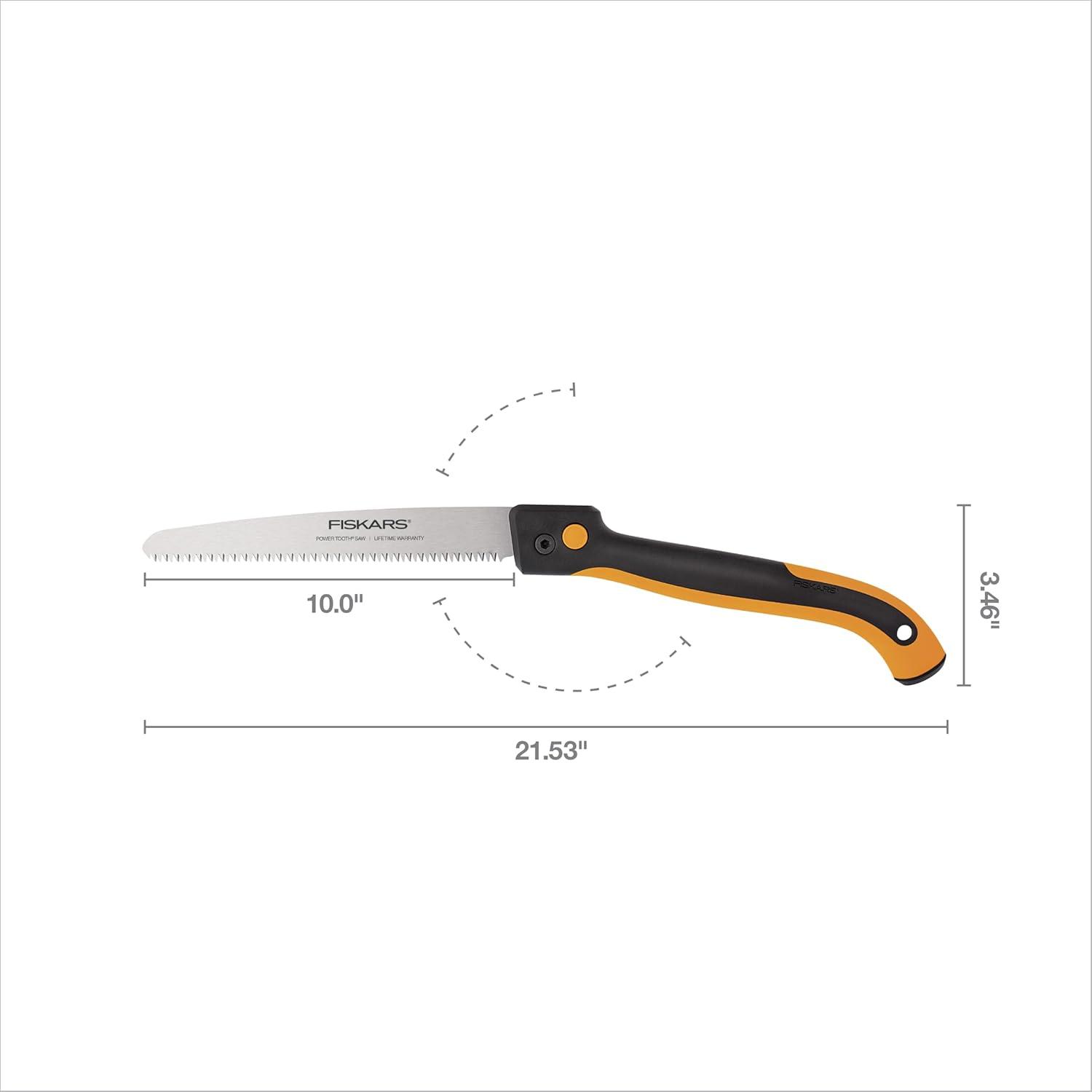 imageFiskars Hand Saw Folding Saw with Dual Position Locking Saw Blade for Overhand Cuts and Under Cuts and Power Tooth Blade with Triple Ground Teeth Soft Grip 10Inch Pruning SawClassic