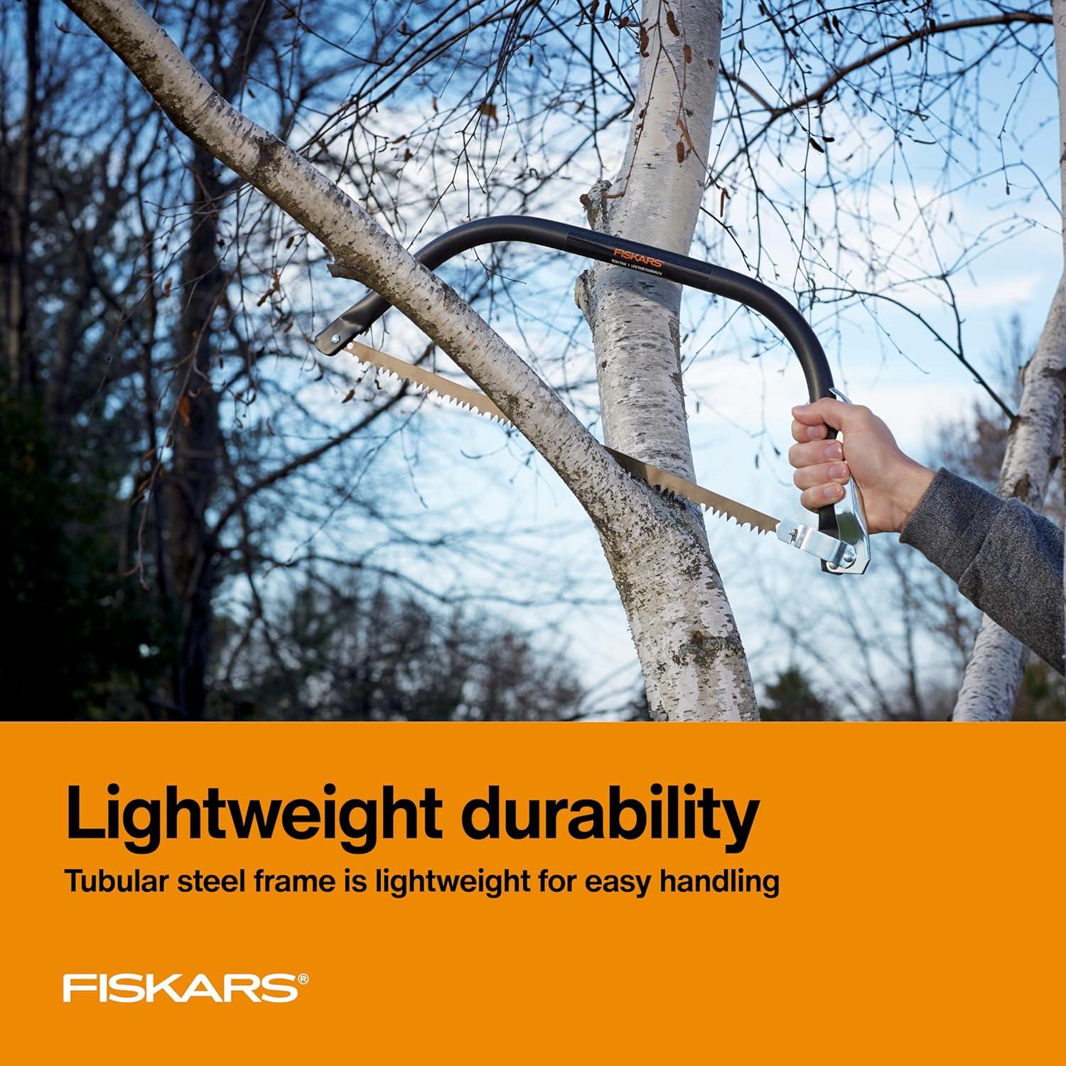 imageFiskars Hand Saw Folding Saw with Dual Position Locking Saw Blade for Overhand Cuts and Under Cuts and Power Tooth Blade with Triple Ground Teeth Soft Grip 10Inch Pruning SawBow Saw