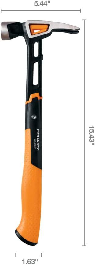 imageFiskars IsoCore 22 oz MilledFace Framing Claw Hammer with Shock Reduction 16 inGeneral Hammer 20 oz 155 in