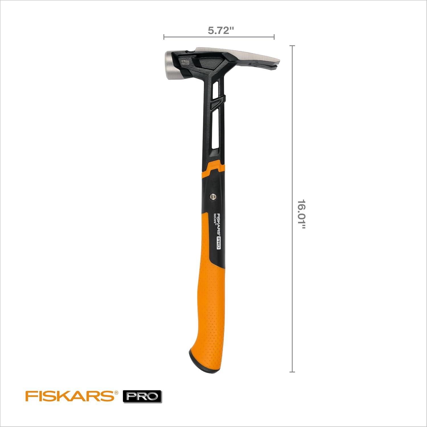 imageFiskars IsoCore 22 oz MilledFace Framing Claw Hammer with Shock Reduction 16 inIsoCore Framing Hammer 17 oz