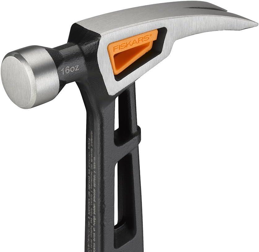 imageFiskars IsoCore 22 oz MilledFace Framing Claw Hammer with Shock Reduction 16 inRip Claw Finishing Hammer