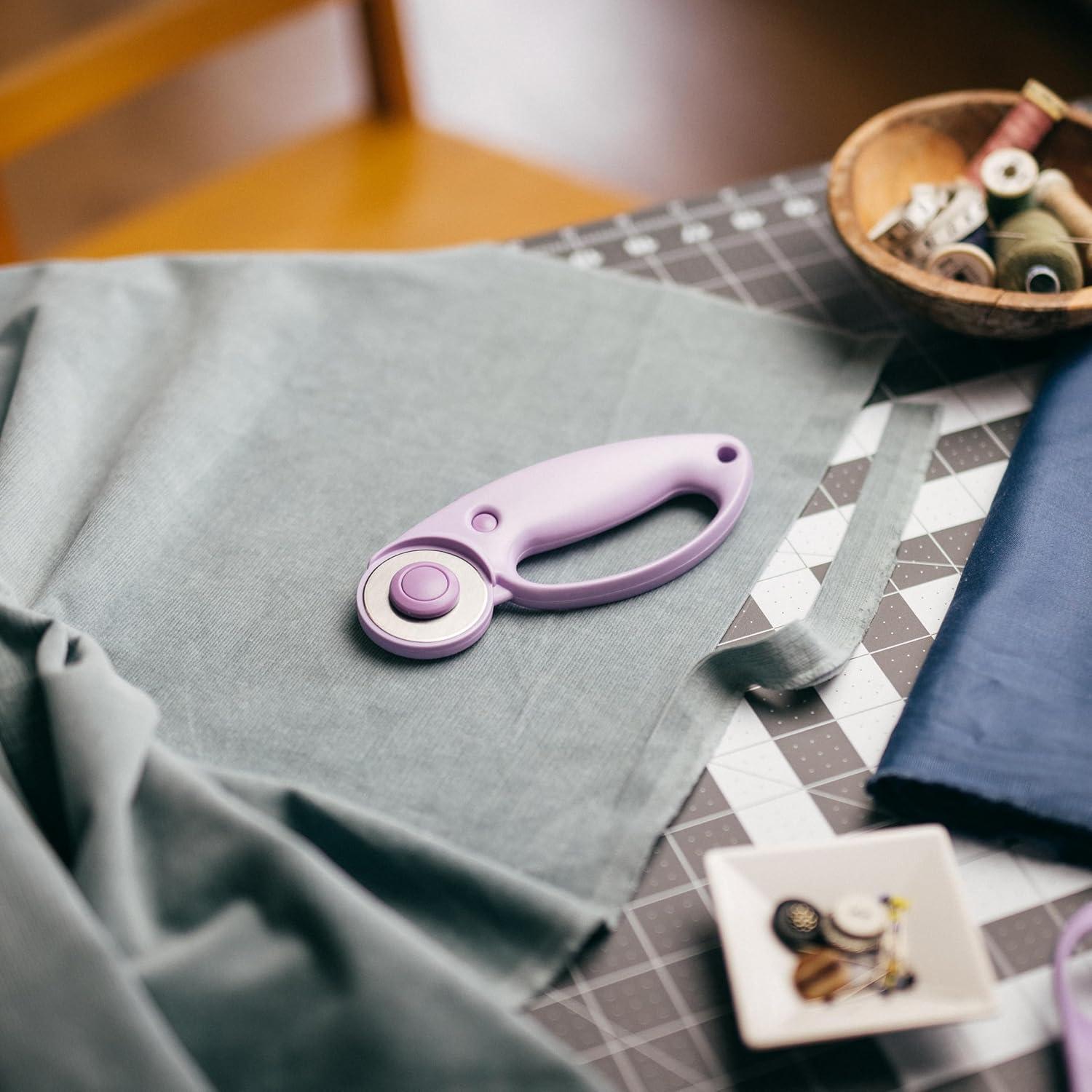 imageFiskars Loop Rotary Cutter Explore Collection Ultra Lilac PrecisionGround Steel Blade for Fabric Felt and Vinyl 45mm