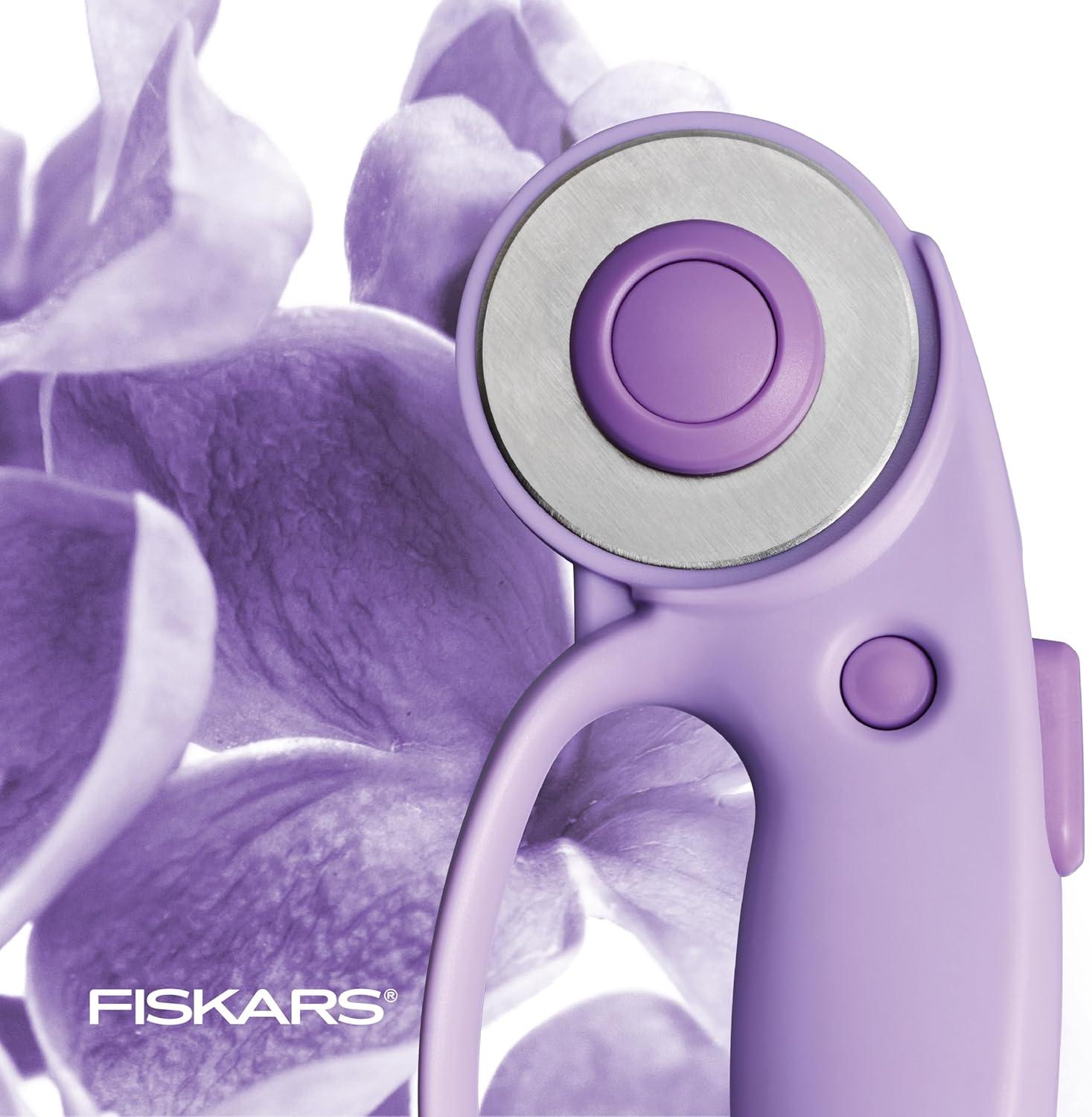 imageFiskars Loop Rotary Cutter Explore Collection Ultra Lilac PrecisionGround Steel Blade for Fabric Felt and Vinyl 45mm
