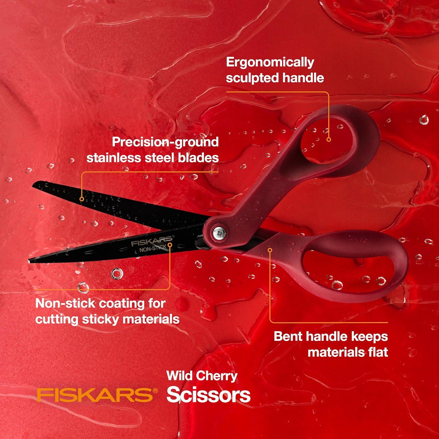 imageFiskars Nonstick Explore Collection Scissors Wild Cherry 8 in
