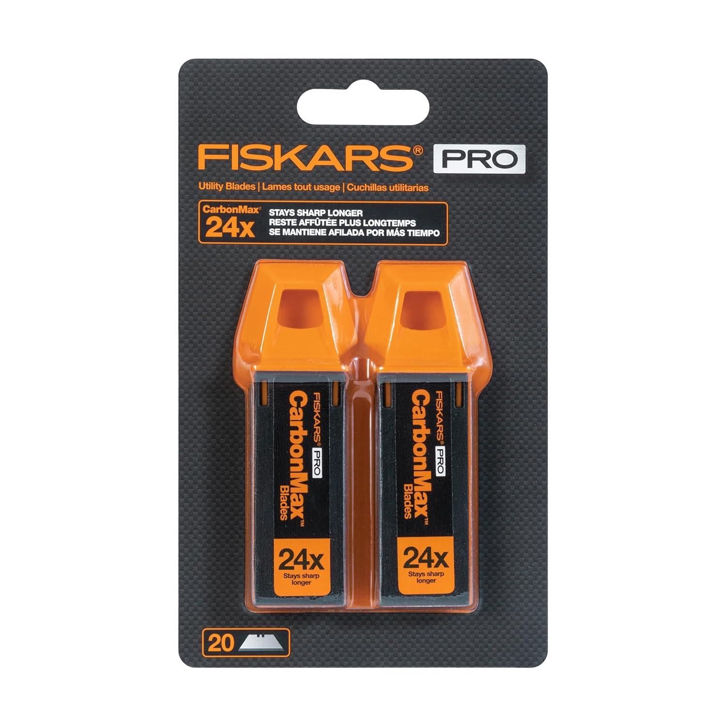 imageFiskars Pro CarbonMax 34quot Utility Knife Blades Replacement Blades made with Carbon Steel 20Pack