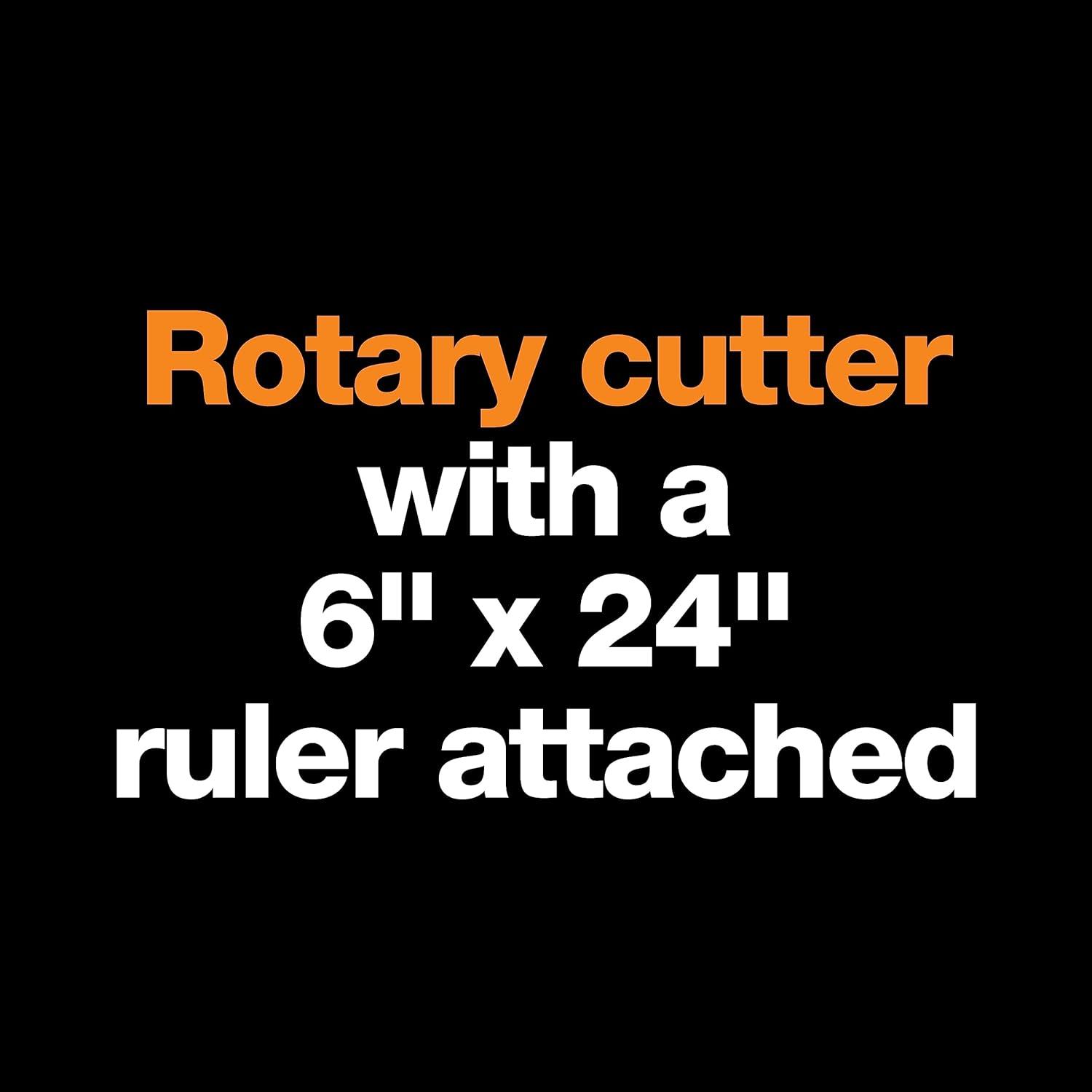 imageFiskars Rotary Cutter and Ruler Combo  24quotL x 6quotW Fabric Cutter with Gridlines  Craft Supplies  Gray  Clear