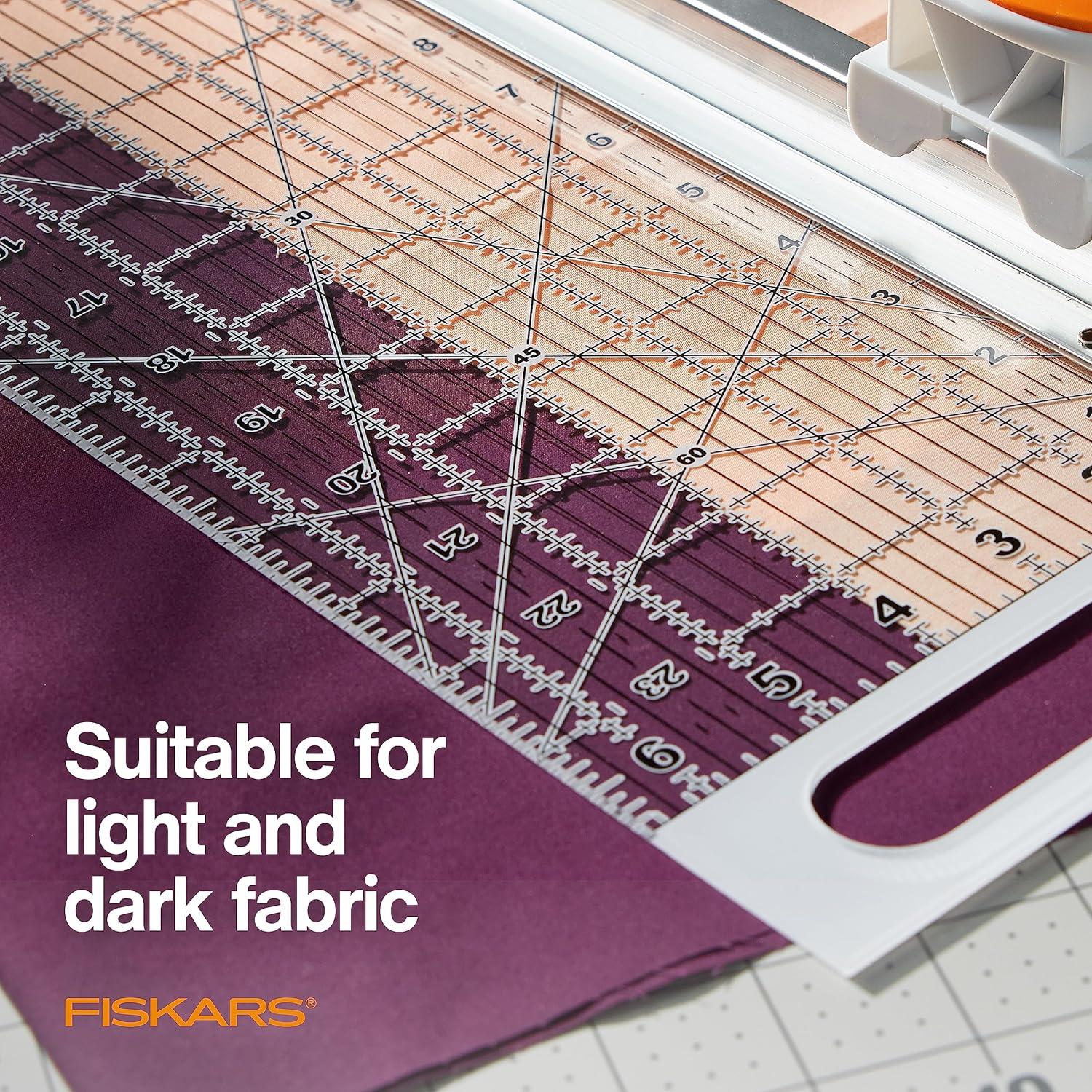 imageFiskars Rotary Cutter and Ruler Combo  24quotL x 6quotW Fabric Cutter with Gridlines  Craft Supplies  Gray  Clear