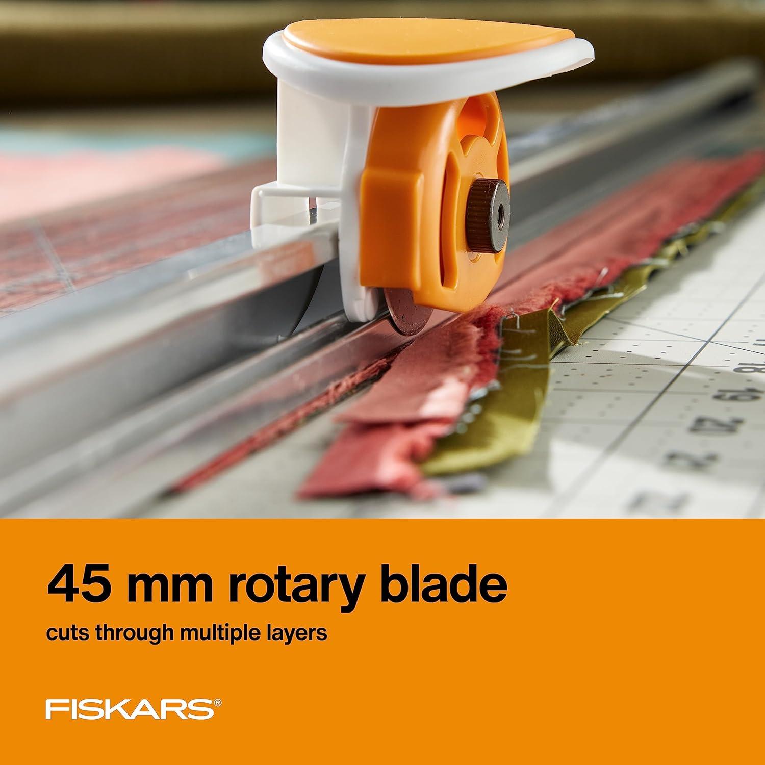 imageFiskars Rotary Cutter and Ruler Combo  24quotL x 6quotW Fabric Cutter with Gridlines  Craft Supplies  Gray  Clear