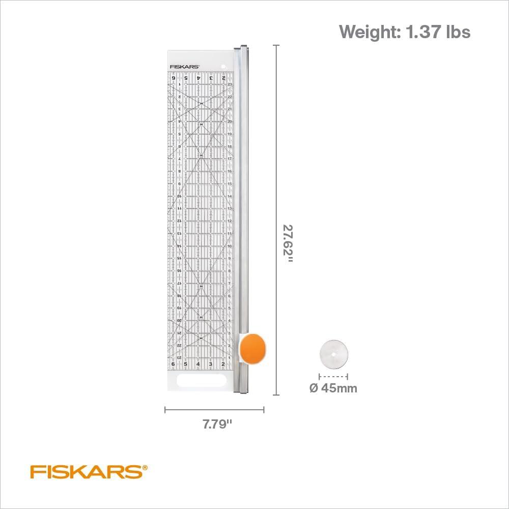 imageFiskars Rotary Cutter and Ruler Combo  24quotL x 6quotW Fabric Cutter with Gridlines  Craft Supplies  Gray  Clear